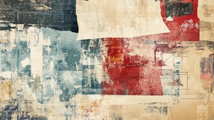 Fototapeta premium Vintage-inspired collage of layered textures and faded typography, great for retro-themed banner designs.