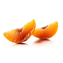 Dried apricot wedges deep orange and plump cascading across a transparent background viewed from a