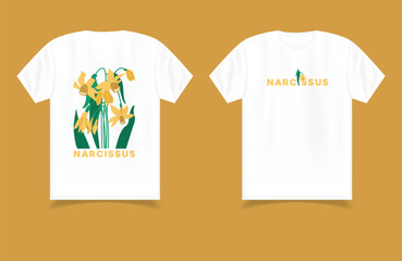 Narcissus Spring Flower Drawing T-shirt Design
