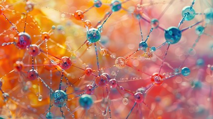 Abstract Molecular Network with Colorful Spheres