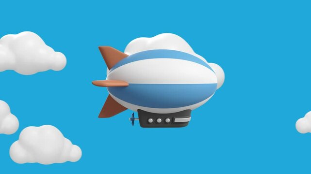 Animated Zeppelin Flying Through the Clouds