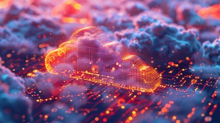 Glowing Digital Cloud with Circuit Network