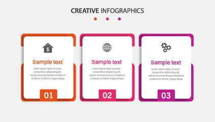 Infographic design template with icons and 3 options or steps. Can be used for process diagram, presentations, workflow layout, banner, flow chart, info graph	