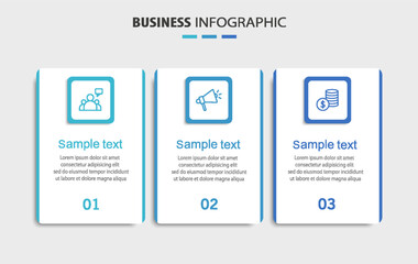 Infographic design template with icons and 3 options or steps. Can be used for process diagram, presentations, workflow layout, banner, flow chart, info graph	