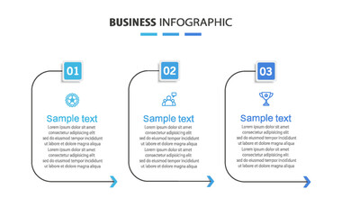 Infographic design template with icons and 3 options or steps. Can be used for process diagram, presentations, workflow layout, banner, flow chart, info graph	