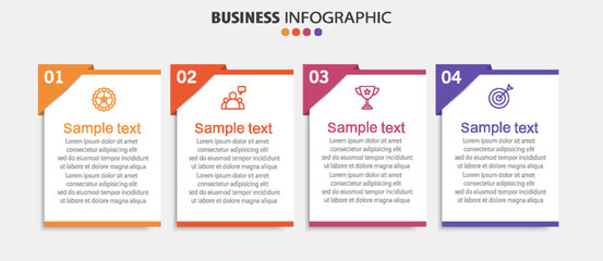 Business infographic design template with 4 options, steps or processes. Can be used for workflow layout, diagram, annual report, web design