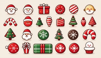 christmas icons set. set of christmas icons. set of christmas elements. new icon design christmas . cute design christmas 