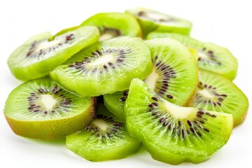 Pieces of fresh kiwi isolated on white