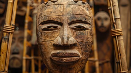 Carved wooden mask