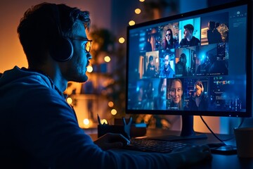 A person on a video call with a team from around the world, showing the global connectivity enabled by remote work