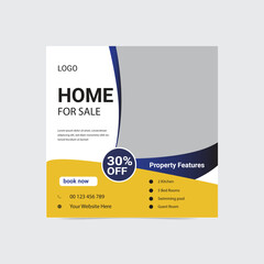 Real estate home sale social media post banner design template For digital marketing. with elegant, abstract, Business
