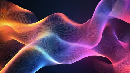 Fototapeta premium Abstract Colorful Wavy Lines and Grid Pattern on a Dark Background