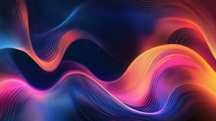 Abstract Wavy Lines with Gradient Colors and Glowing Effect
