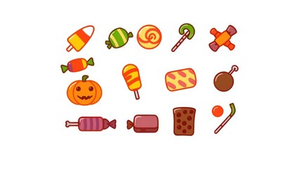 halloween icons set candy. illustration of a set of sweets. set of candies. set of sweets