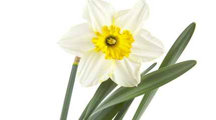 Daffodil flower with Leaves isolated on transparent background, png © PNG World