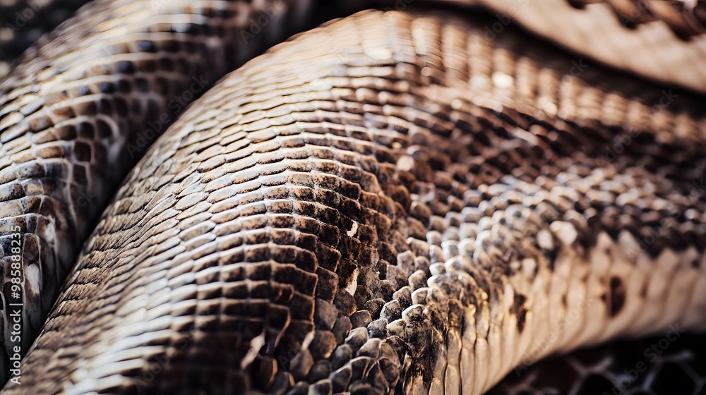 Poster close-up of a snake's scales, showcasing intricate patterns and textures.