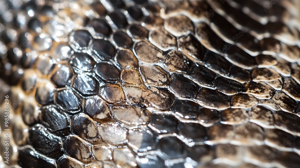 Poster close-up of a snake's scales, revealing intricate patterns.