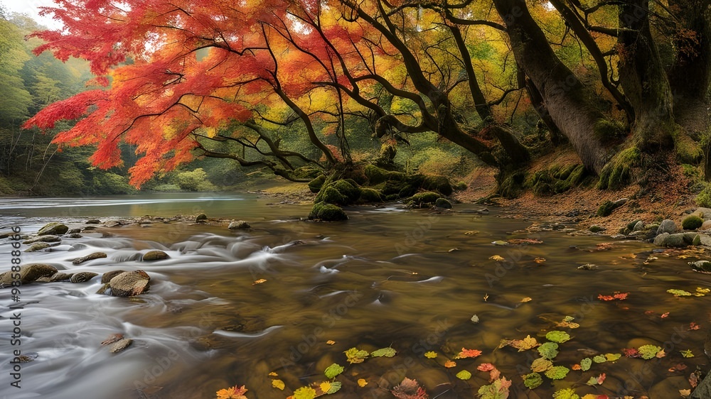 Canvas Prints river with autumn