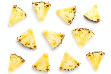 Naklejka premium Pieces of fresh pineapple isolated on white