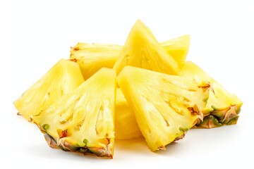Pieces of fresh pineapple isolated on white