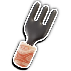 Cute Fork sticker with wooden texture