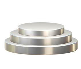 Silver podium 3d isolated on png transparent background.