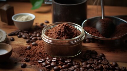 Fototapeta premium Coffee Beans and Ground Coffee