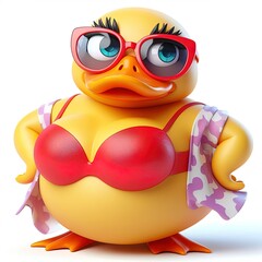 Anthropomorphic Plus-Size Animal Model in Stylish Swimsuit Posing with Swag – Chubby Animal in Bikini and Bra-Panties Outfit Relaxing in a Cute Pose Fashionable Fat Animal Lady in a Trendy Bodysuit