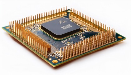 Close up of a computer chip isolated on white. Generative Image