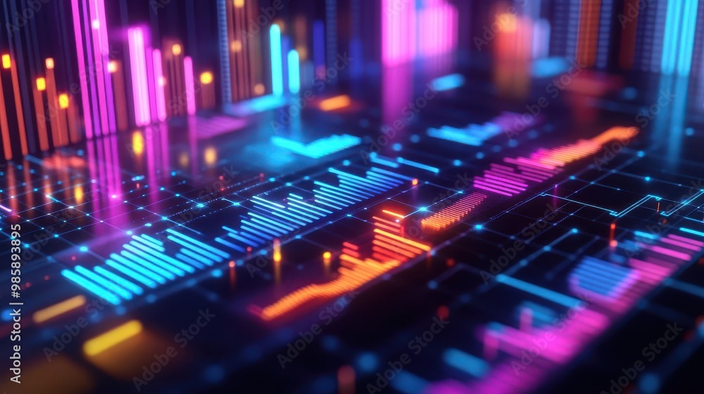 Aufkleber vibrant digital abstract background featuring colorful data visualizations, perfect for technology a