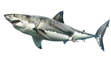 Obraz premium Great White Shark isolated on transparent background, png