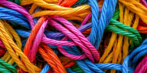 Tangled Threads: A mass of interlocked colorful string, symbolizing the complexity of relationships.