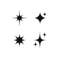 Shine or sparkle vector set of stars in black color on white background. Sparkle star icons. Shine icon. s 