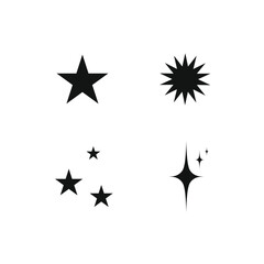 Shine or sparkle vector set of stars in black color on white background. Sparkle star icons. Shine icon. s 