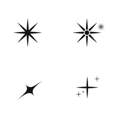 Shine or sparkle vector set of stars in black color on white background. Sparkle star icons. Shine icon. s 