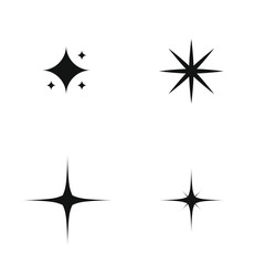 Shine or sparkle vector set of stars in black color on white background. Sparkle star icons. Shine icon. s 