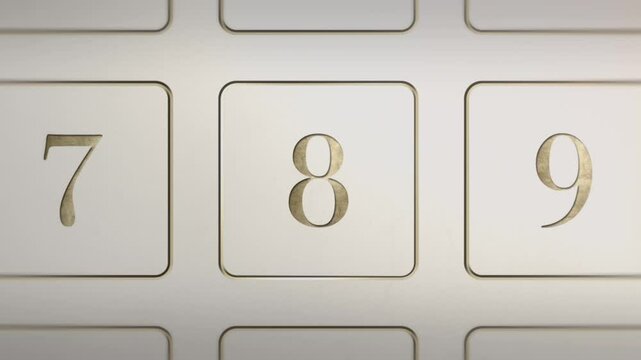 Advent Calendar door reveal Number 8, white cream gold, Christmas door green screen sting transition animation