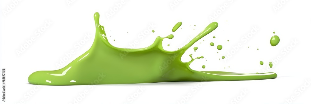 Aufkleber a vibrant green slime splatters across a white background, showcasing a dynamic and playful splash w
