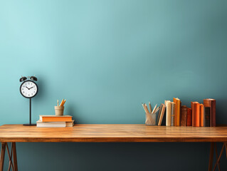 Eyecatching Office desk with supplies headphones and plant