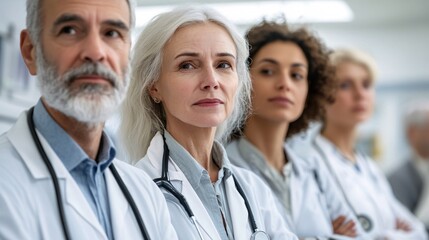 A medical team examining a holographic projection of a patient's bones to assess injuries and create an effective treatment plan Large space for text in center Stock Photo with copy space