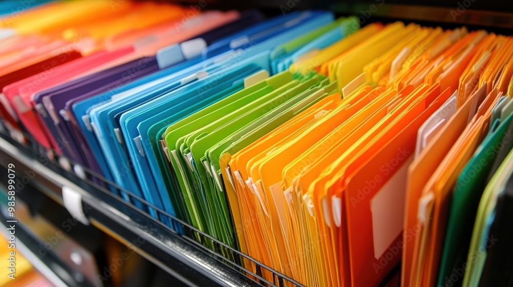 Poster colorful file folders in a document organization system