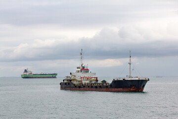 The tanker Loc Loowg passes Singapore on 12 October 2017