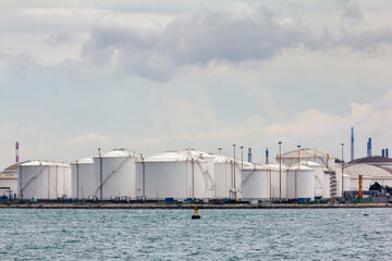 Oil refinery industry, oil and fuel tanks