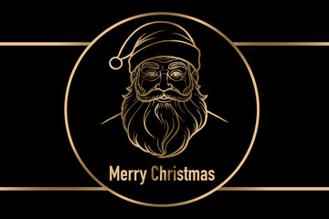 Fototapeta premium Christmas card design. Gold line art and letters