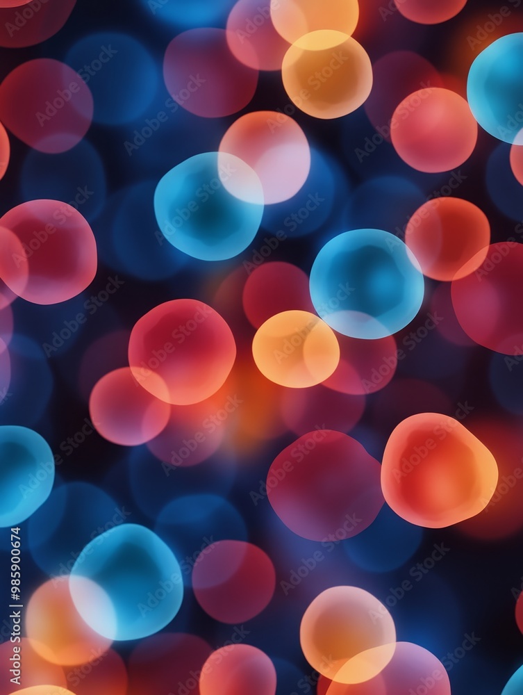 Poster abstract bokeh background with vibrant colors of blue, red, and orange, creating a mesmerizing and f