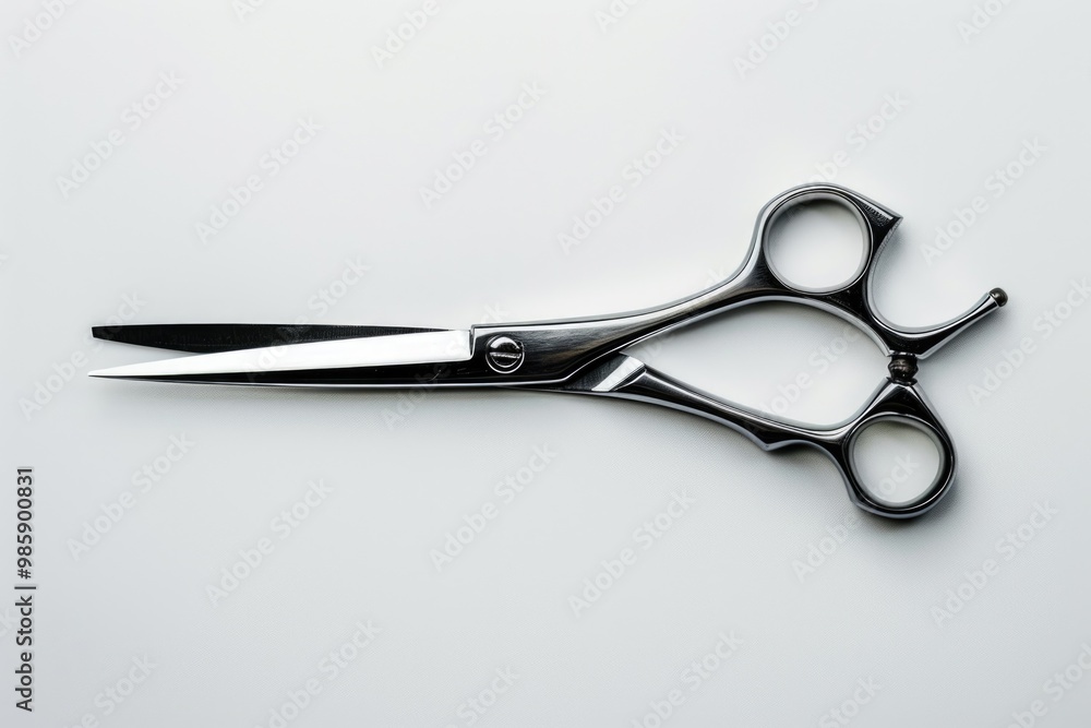 Poster A close-up shot of a pair of scissors lying on a table