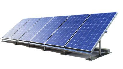 Solar panels isolated on transparent background, png