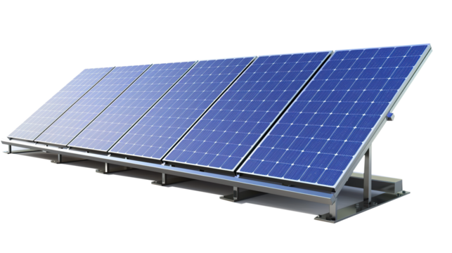 Solar panels isolated on transparent background, png