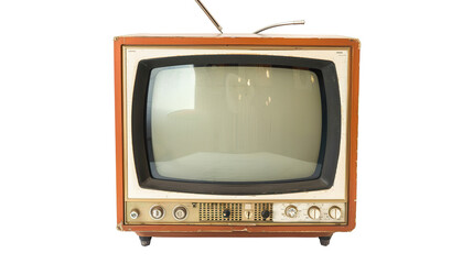 Old vintage retro tv television isolated on transparent background, png