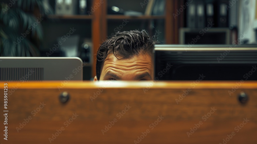 Aufkleber A person sitting in front of a computer screen, focused on the task